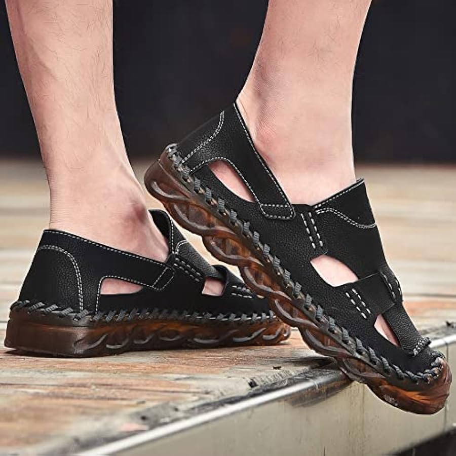 Amazon.com | DZUJY Mens Closed Toe Leather Sandals For Men